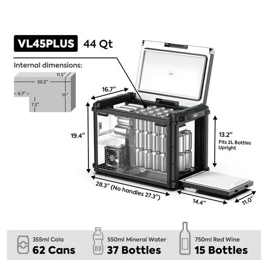 ICECO VL45Plus 44.4QT 3-way access fridge freezer, universal fit