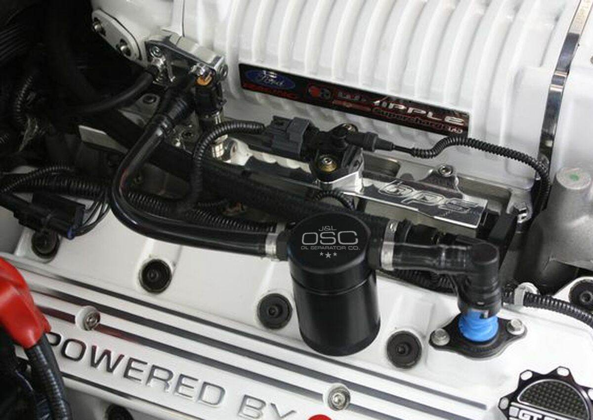 J&L Oil Separator 3.0 Passenger Side, Black Anodized - S&B