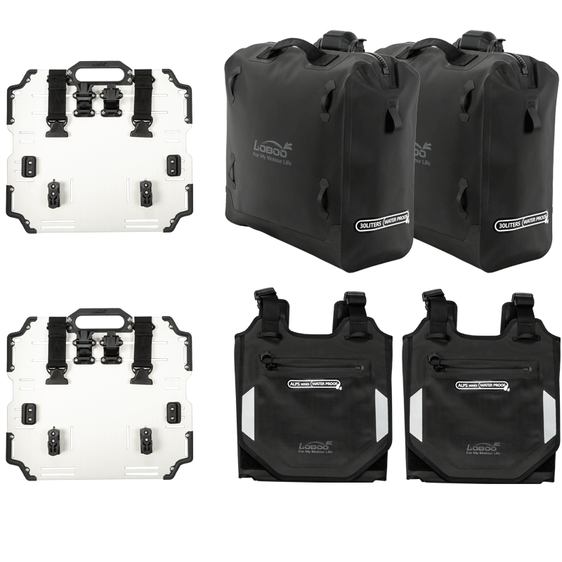 LOBOO Inflatable Motorcycle Side Bag Set – ALPS Series Waterproof Travel Saddle Bags (Available in 23L, 30L, or Mixed 23L+30L Options)