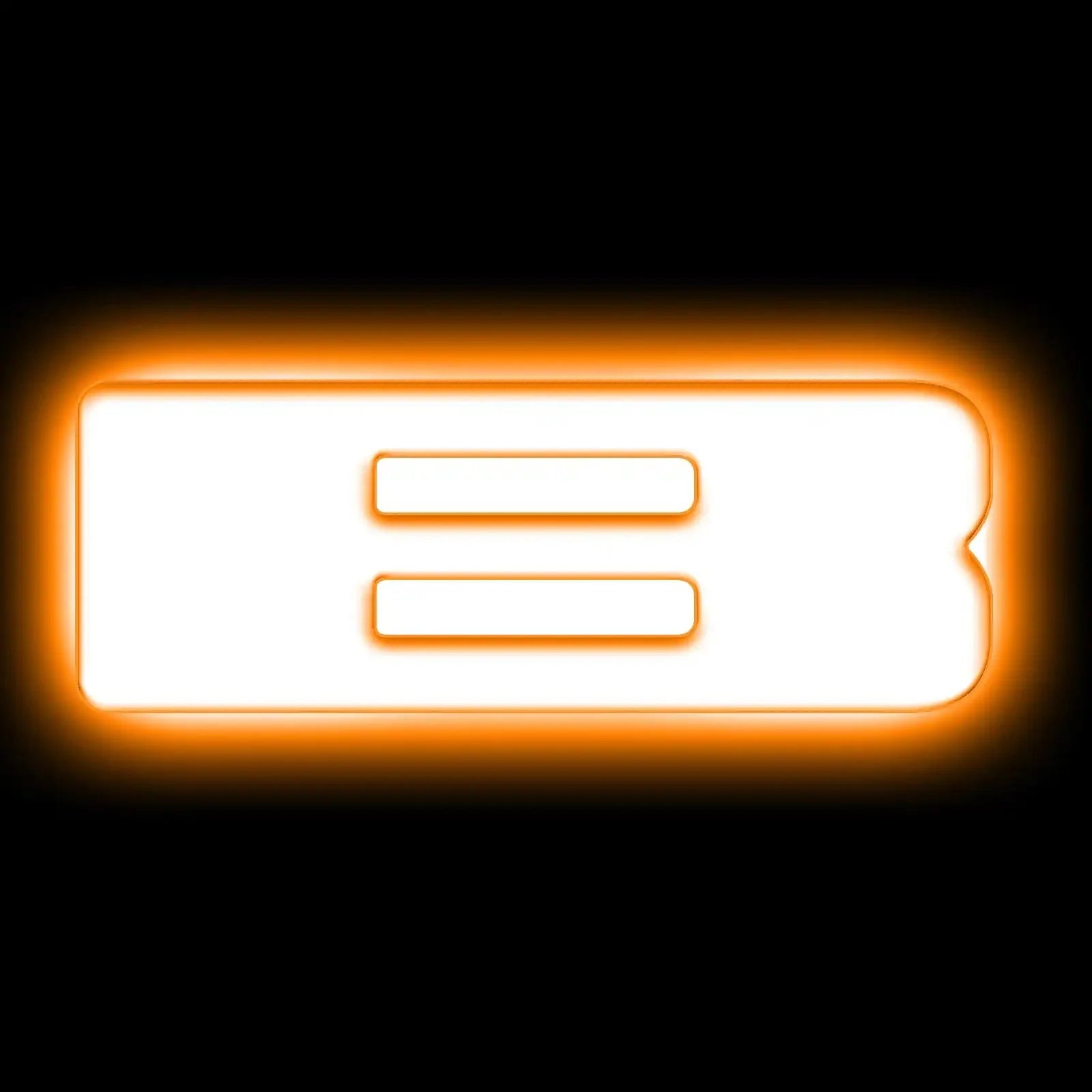 Rectangular neon orange and white LED light bar, black background, off-road accessory