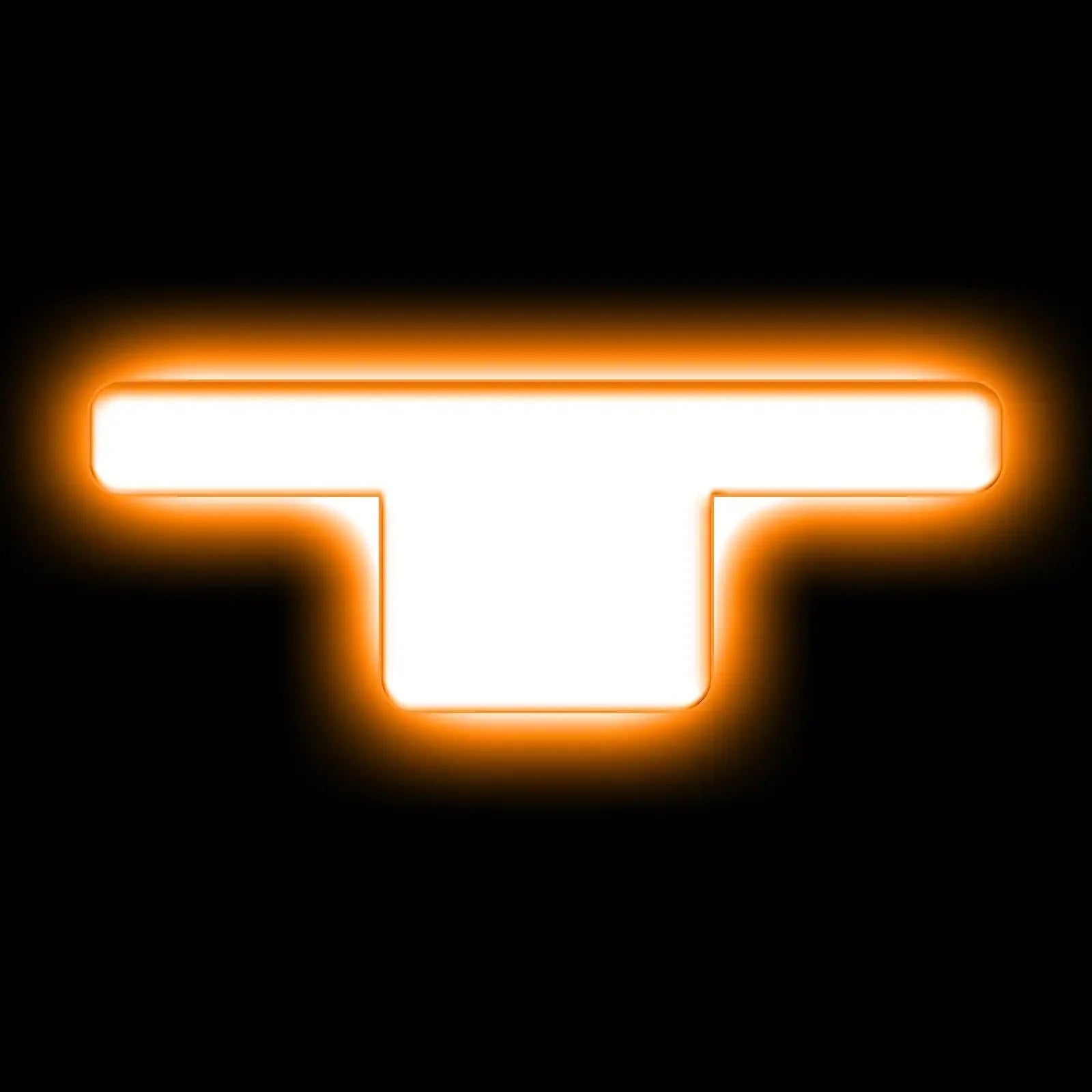 White T-shaped LED light with orange glow for off-road vehicle accessory, black background