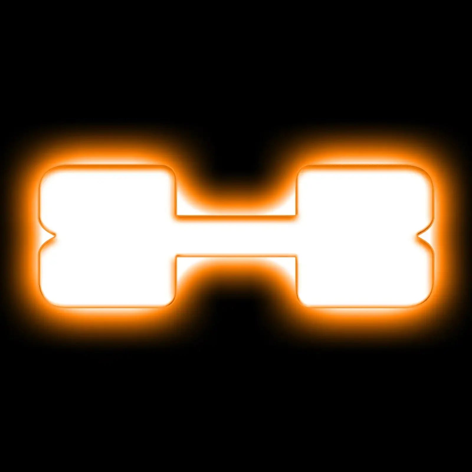 White rectangular LED light with orange glow for overland vehicle or truck accessory