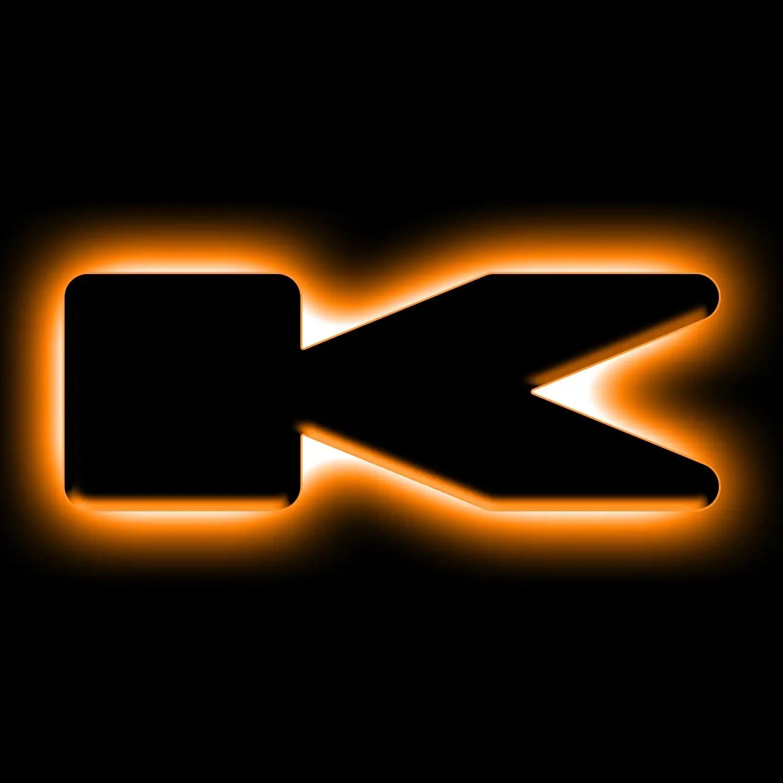 Fork-shaped overland recovery marker with orange LED backlight for adventure vehicles