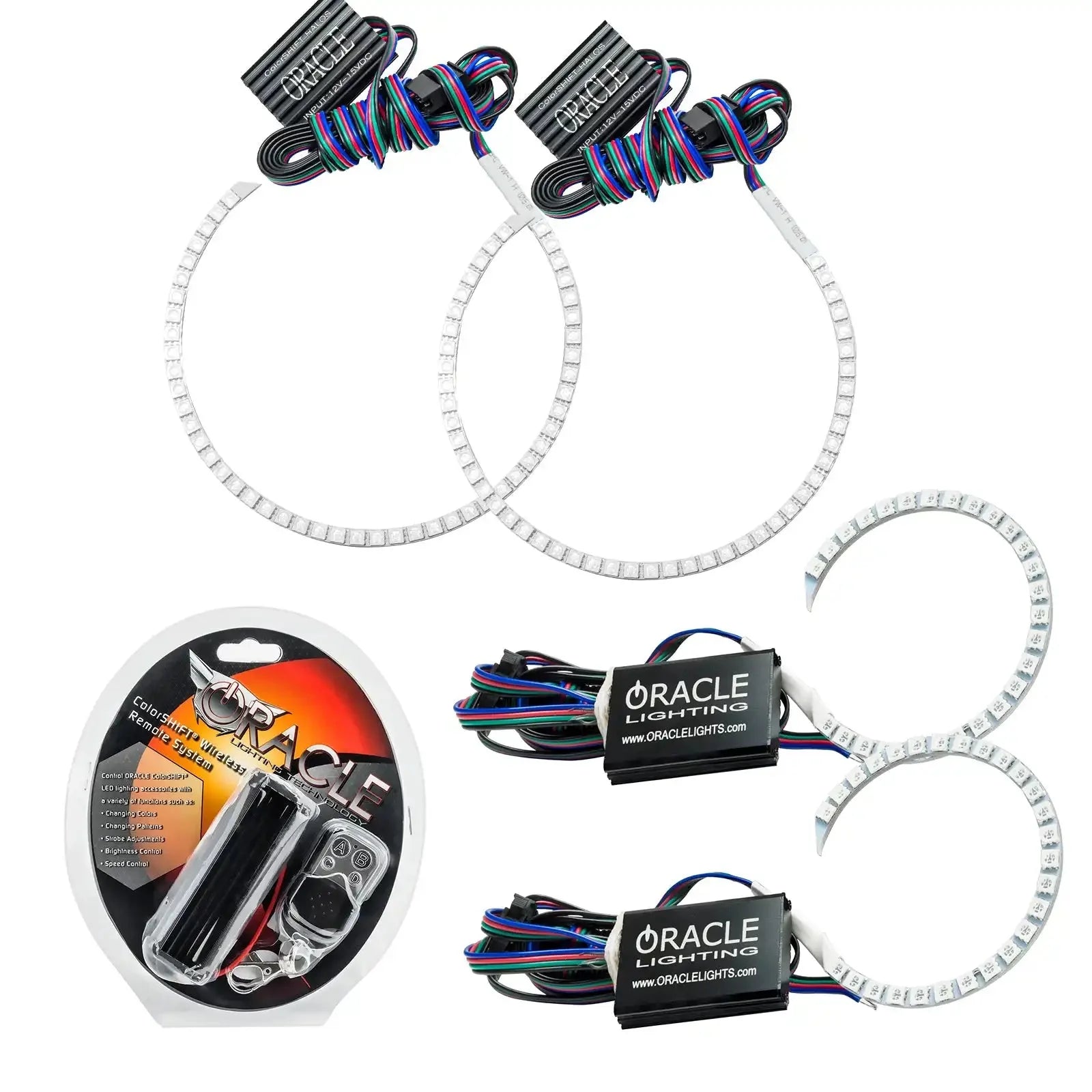 Oracle Lighting LED halo ring kit with wiring and remote for vehicle headlights