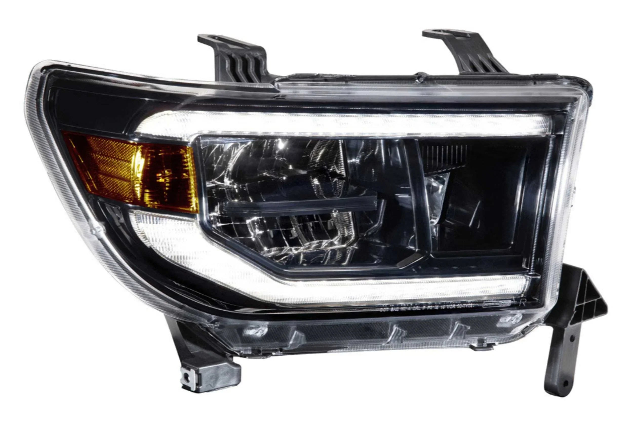 LED headlight assembly for Toyota Tundra 2007-2013 with clear lens and amber reflector