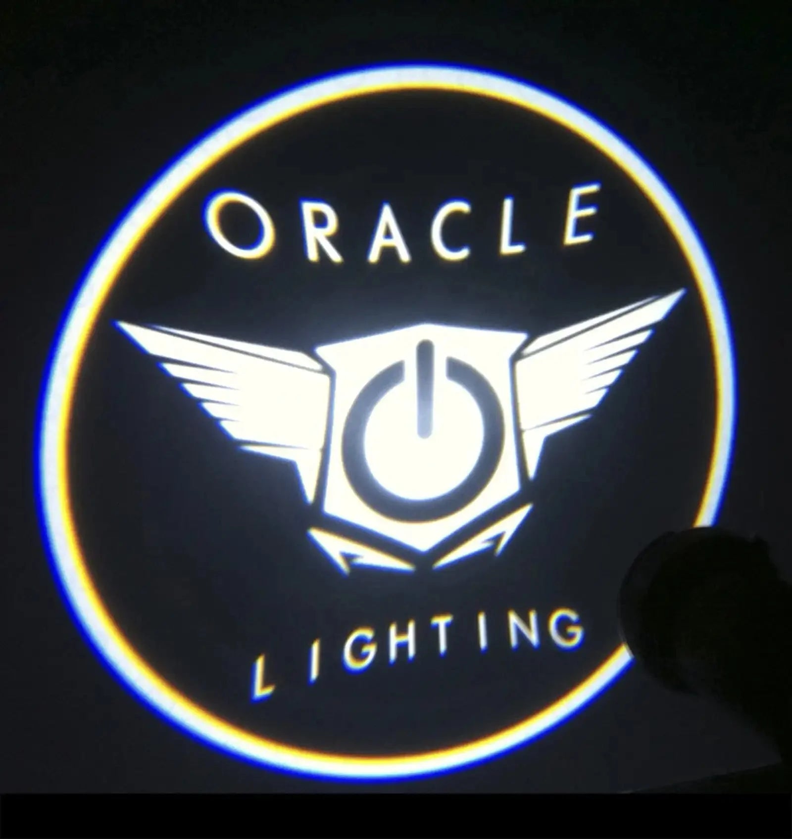 Oracle Lighting logo projection with power symbol and wings for vehicle accessory branding