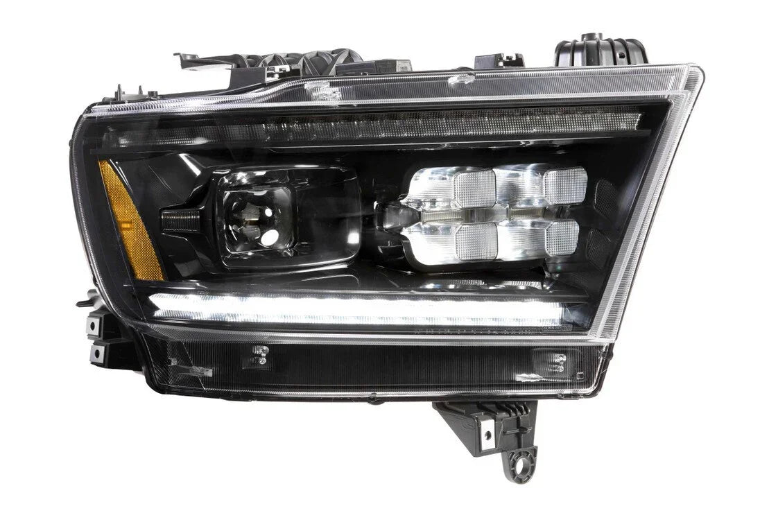 RAM 1500 LED headlight assembly with projector lens and amber reflector