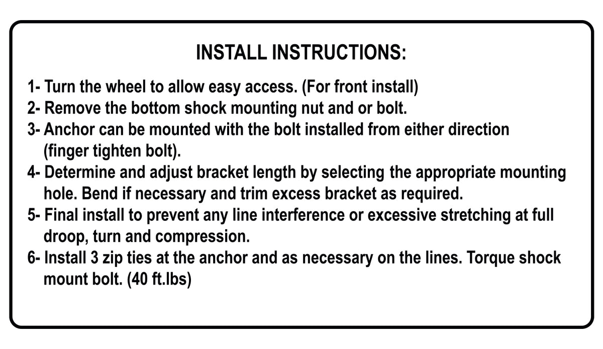 TeraFlex brake line anchor kit with 5 mounting holes, universal fit