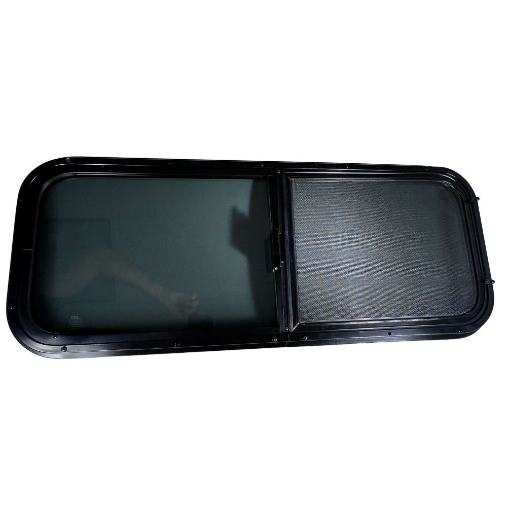 CRL Glass Slider Window w/ Clamp Ring (Passenger Side) for Sprinter Van Wideouts
