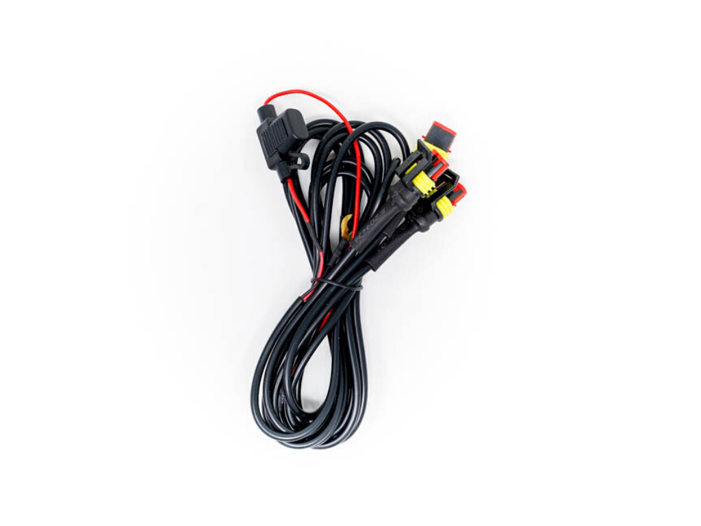 Overland vehicle wiring harness with connectors for expedition lighting and accessories