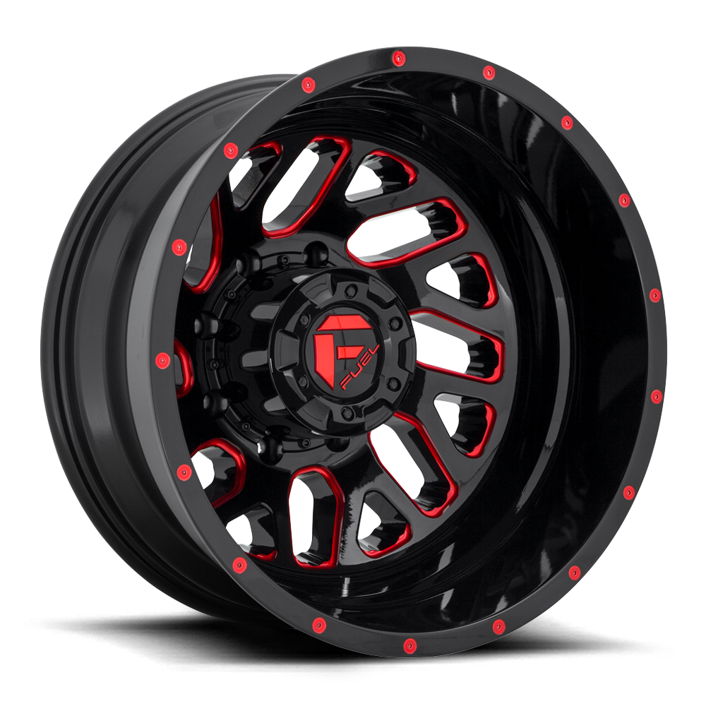 Fuel Triton D581 Gloss Black Red Tinted Clear wheel, universal fit
