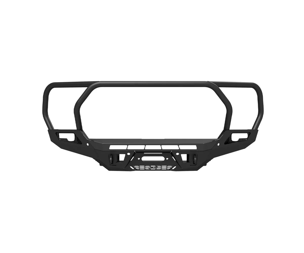 Black steel adventure front bumper for 3rd gen Toyota Tundra, off-road accessory
