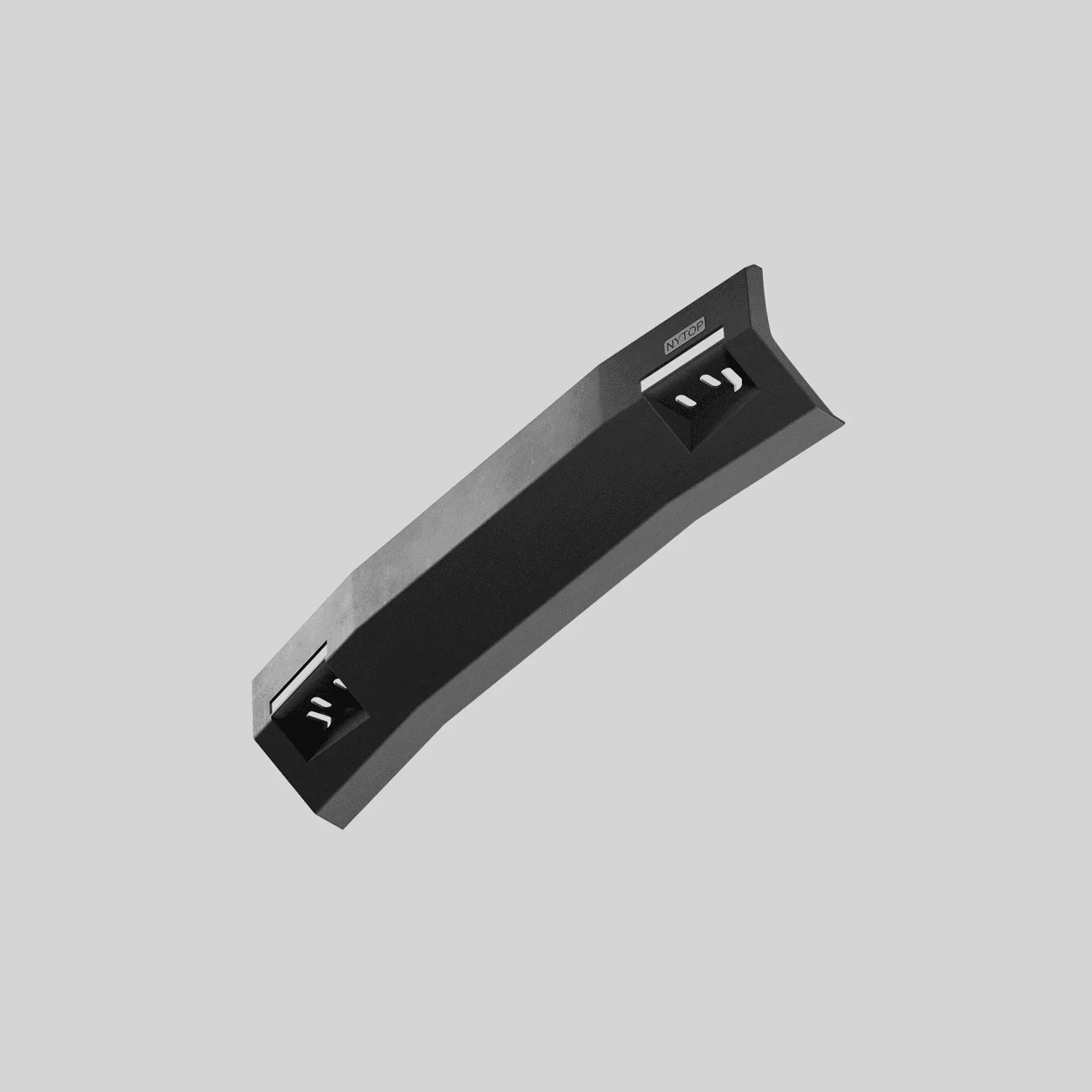 Black steel off-road bumper for overlanding vehicles on gray background