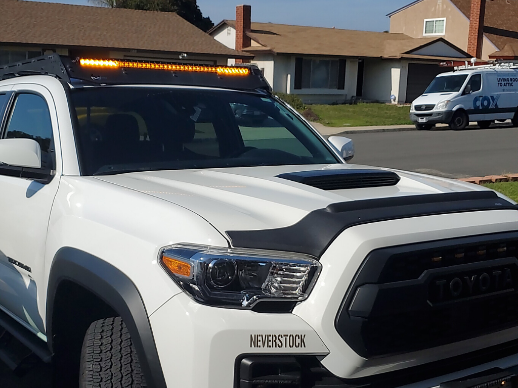 Toyota Tacoma with Prinsu roof rack and slim LED light bar installed