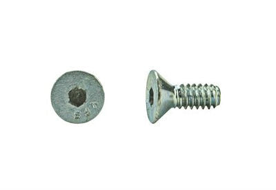 Hex socket flat head screw viewed from top and side, vehicle accessory hardware