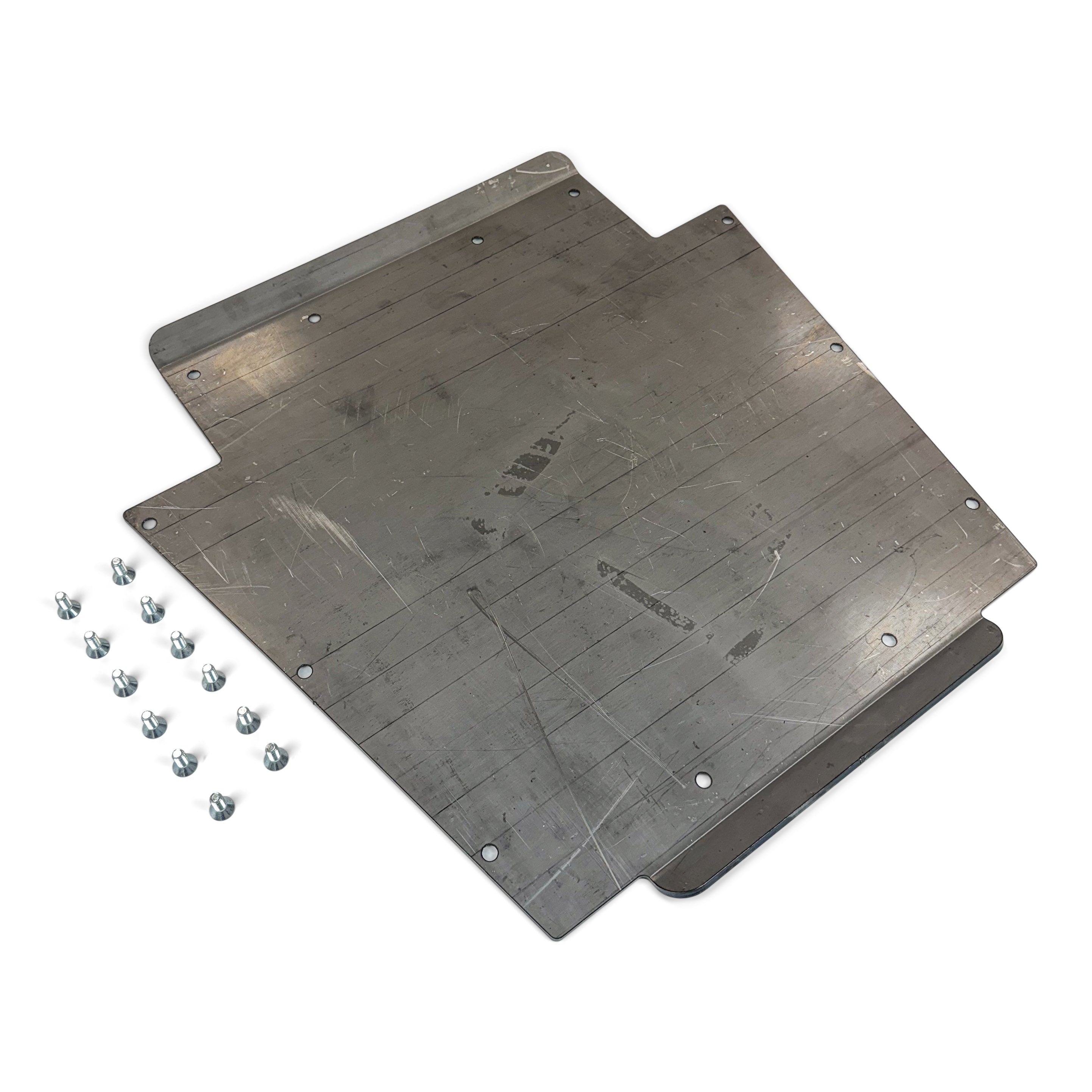 Aluminum skid plates with mounting hardware for off-road vehicle protection