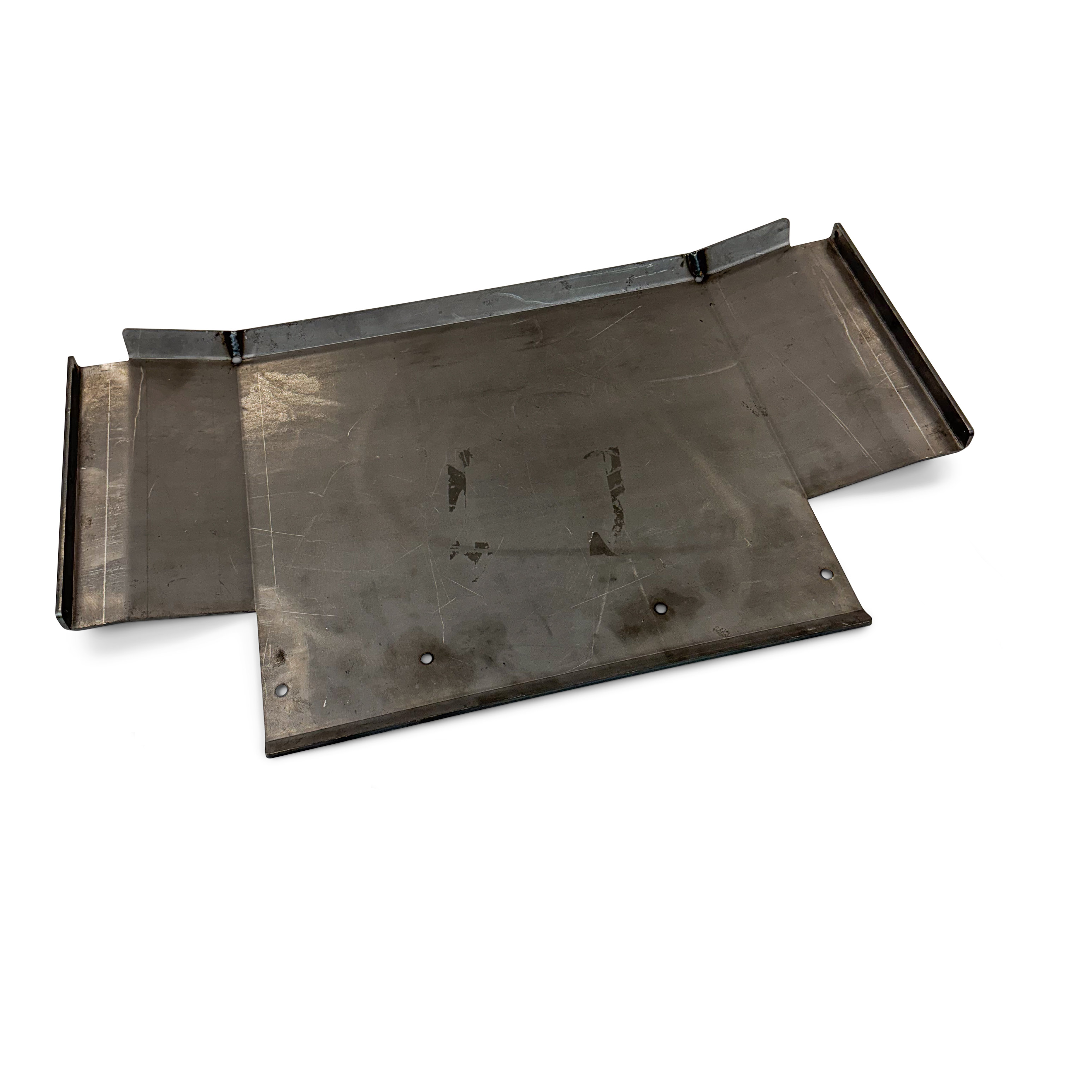 Steel skid plate for off-road vehicle protection, overlanding and expedition gear accessory