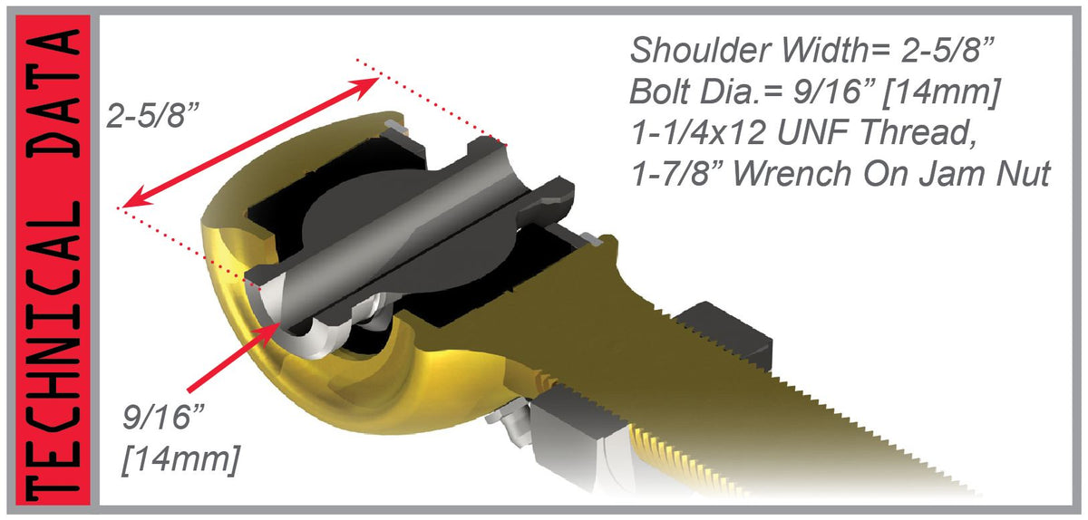 TeraFlex TJ rear upper large control arm joint frame end left hand thread