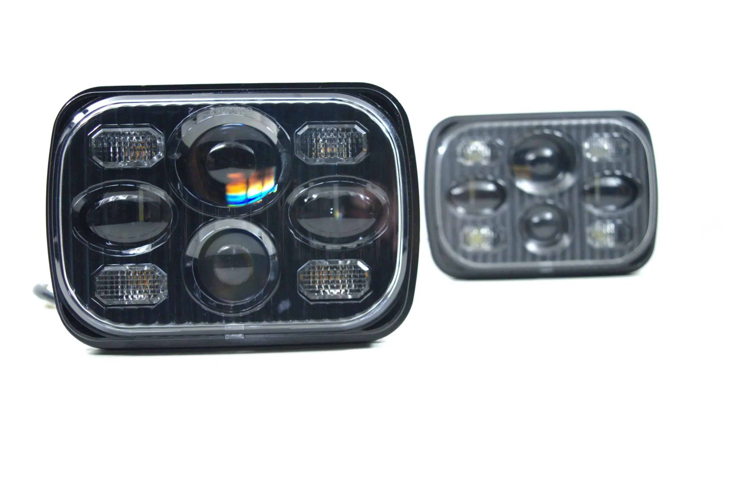 Pair of rectangular Bi-LED 5x7 headlights with clear lens for off-road vehicles