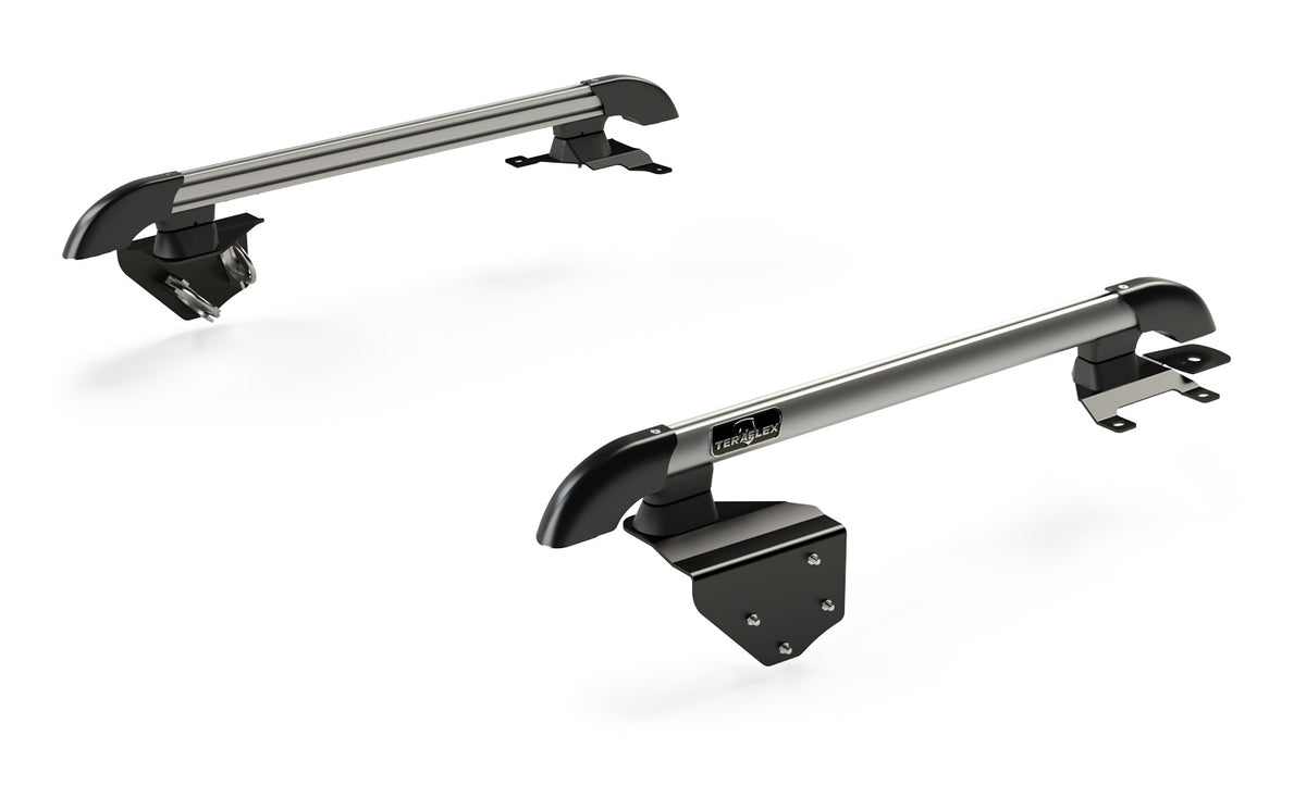 TeraFlex Nebo roof rack main rail kit, silver, 2-door for Jeep Wrangler JK 2007-2018