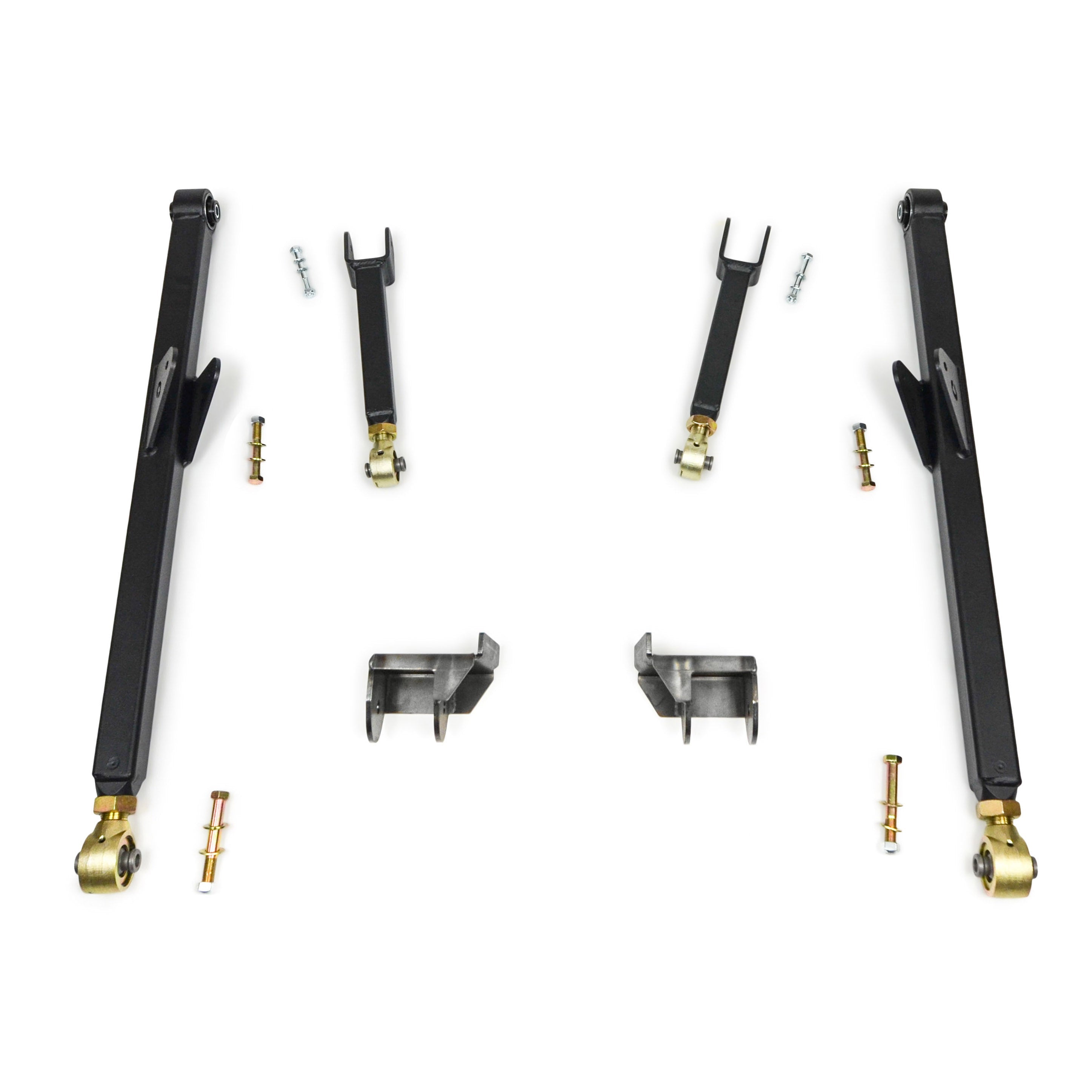 Heavy-duty adjustable control arms and mounting brackets kit for off-road vehicles