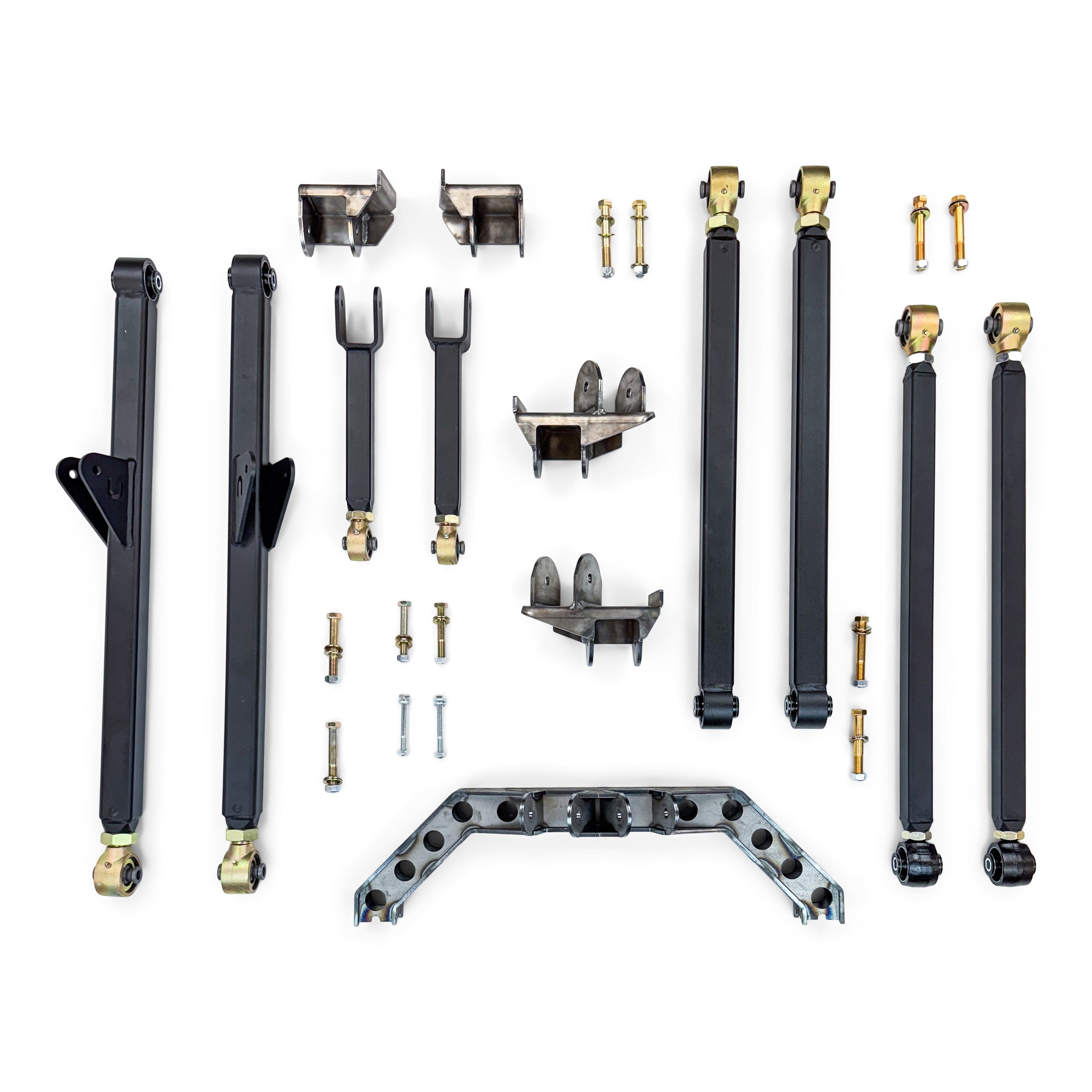 Heavy-duty suspension and control arm kit with hardware for off-road vehicles and trucks