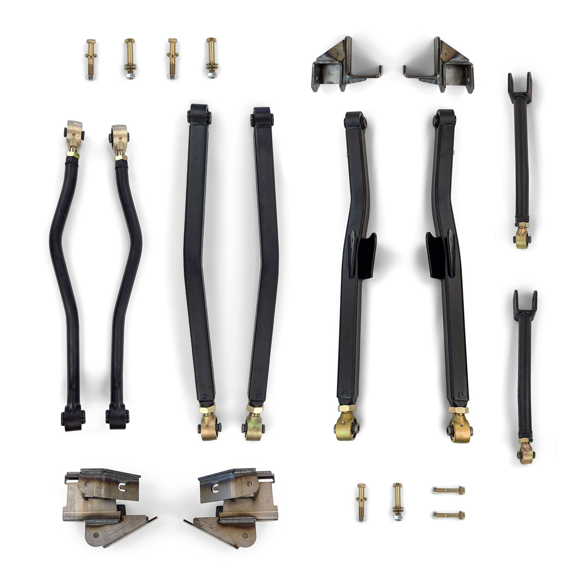 Heavy duty suspension control arm kit with brackets and bolts for off-road vehicles