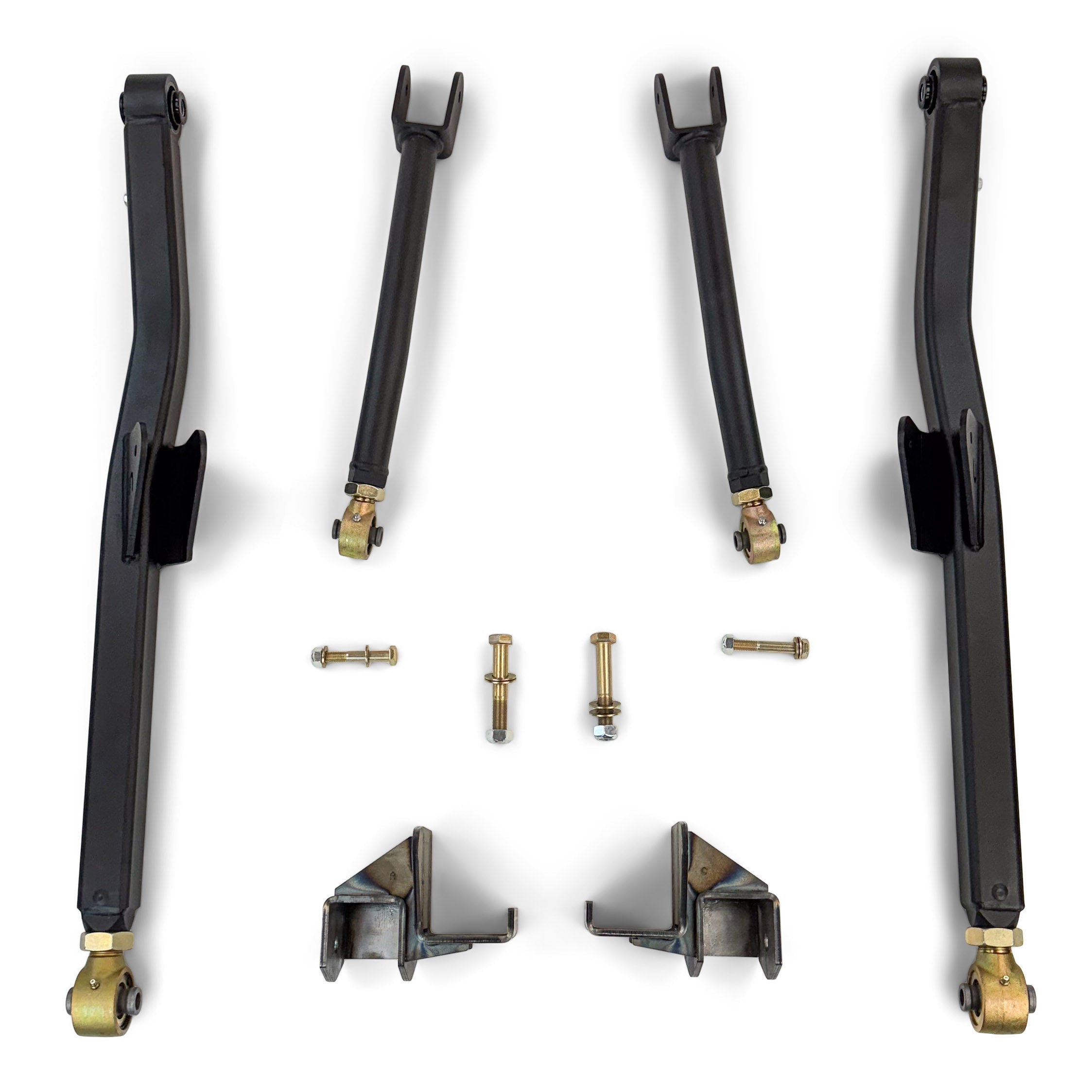 Heavy-duty adjustable control arm kit with brackets and bolts for off-road vehicles