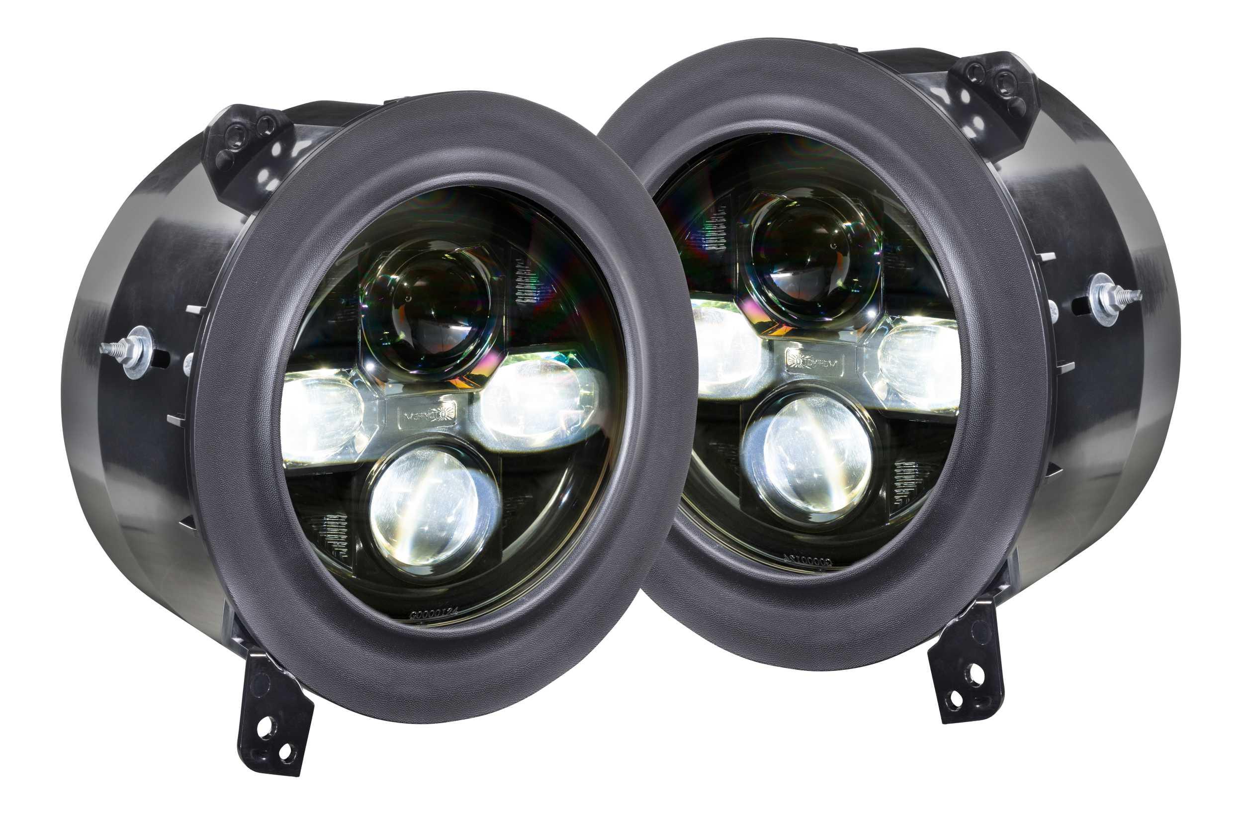 Pair of round LED off-road headlights for Toyota, Jeep, and Ford vehicles