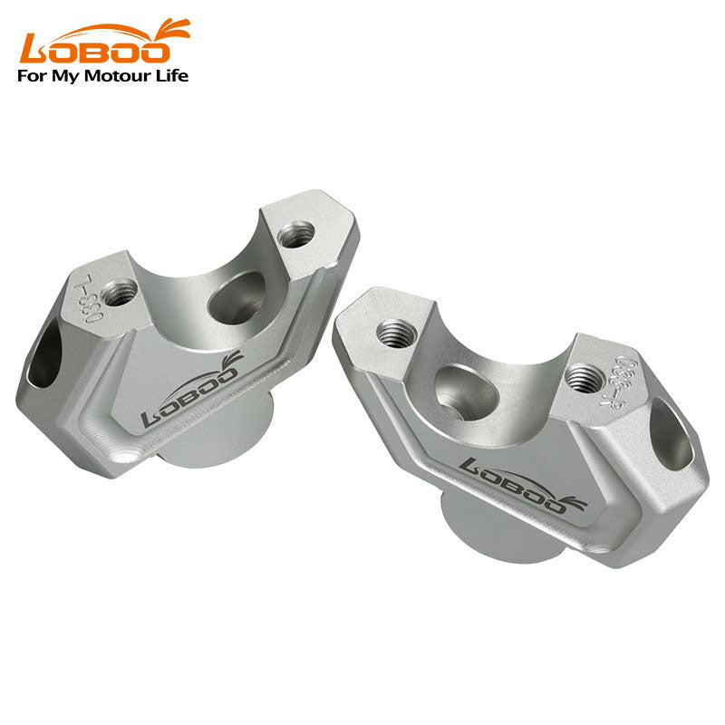 LOBOO Handlebar Risers for BMW F750GS / F850GS / F850GS Adventure / F900GS Adventure (2021-on) – CNC Aluminum 0.75 in Rise / 0.98 in Setback, Silver Anodized Finish