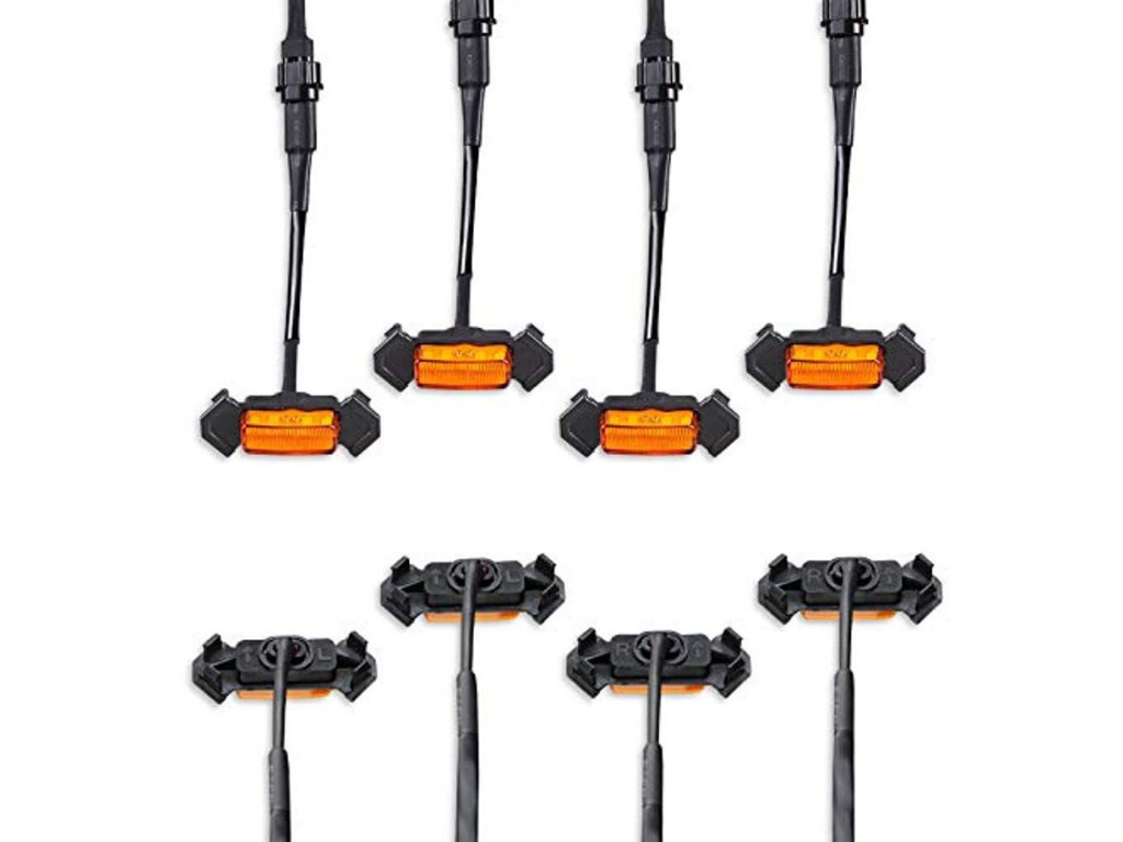 Set of six LED amber marker lights with wiring for overland vehicle accessories