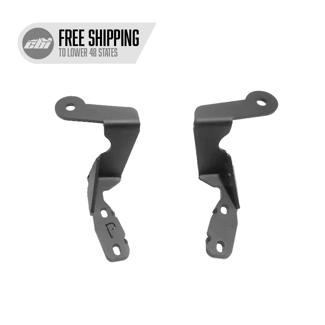 4th Gen Toyota 4Runner GX470 ditch light brackets, black metal, front view