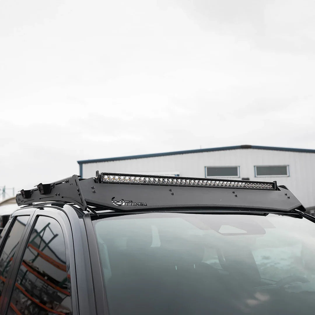 Toyota Tacoma with Prinsu roof rack and LED light bar, outdoor vehicle accessory