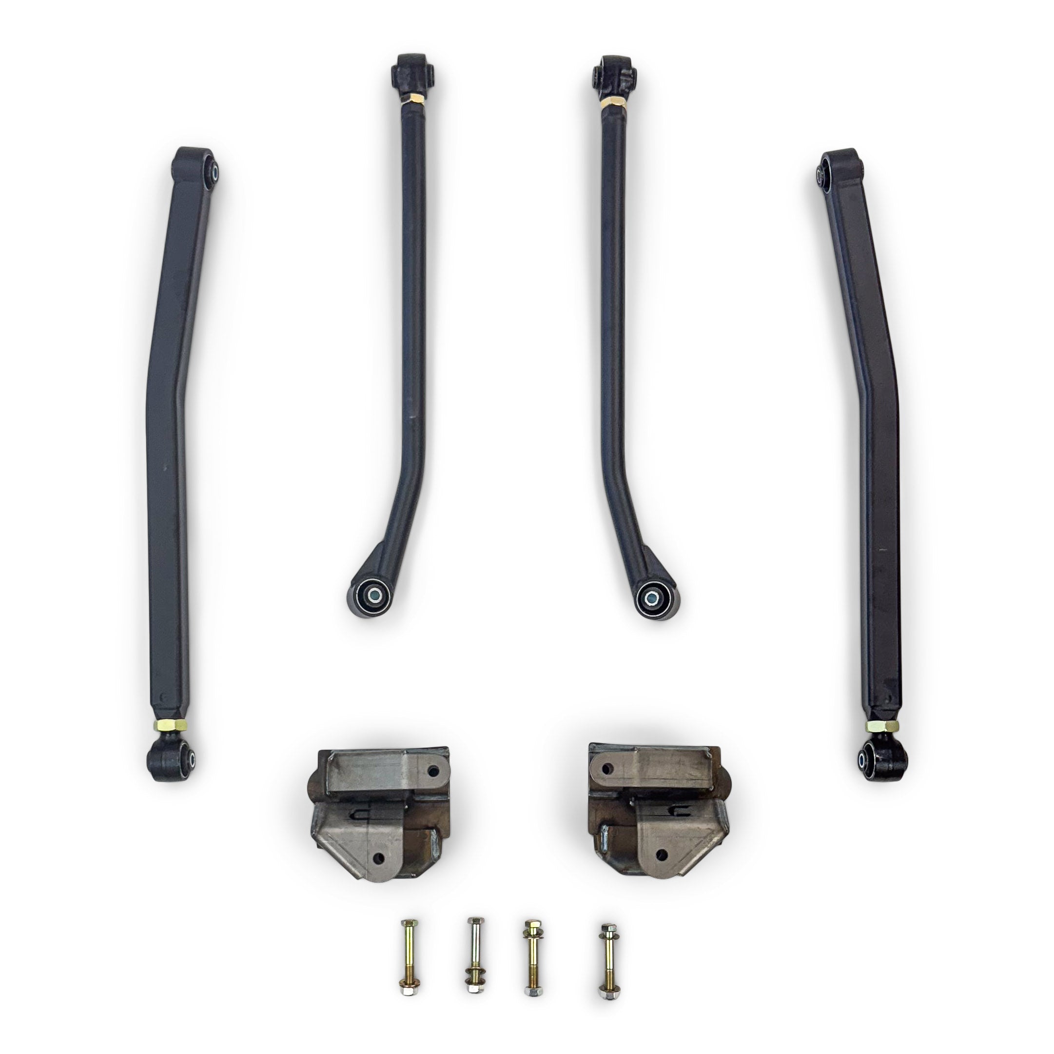 Heavy-duty adjustable control arms and mounting brackets with bolts for off-road vehicles