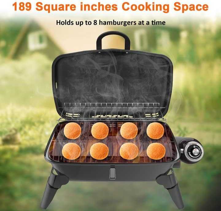 Camplux Portable Gas Grill 189 Square Inches, Small Propane Grill for Camping, Outdoor Cooking
