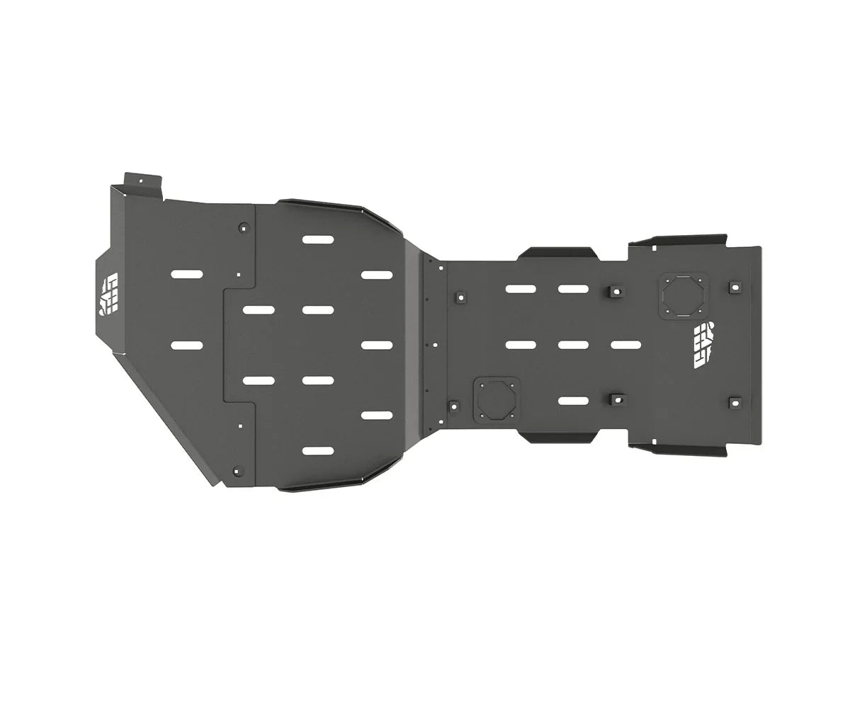 Steel full skid plate set for off-road vehicle undercarriage protection, black finish