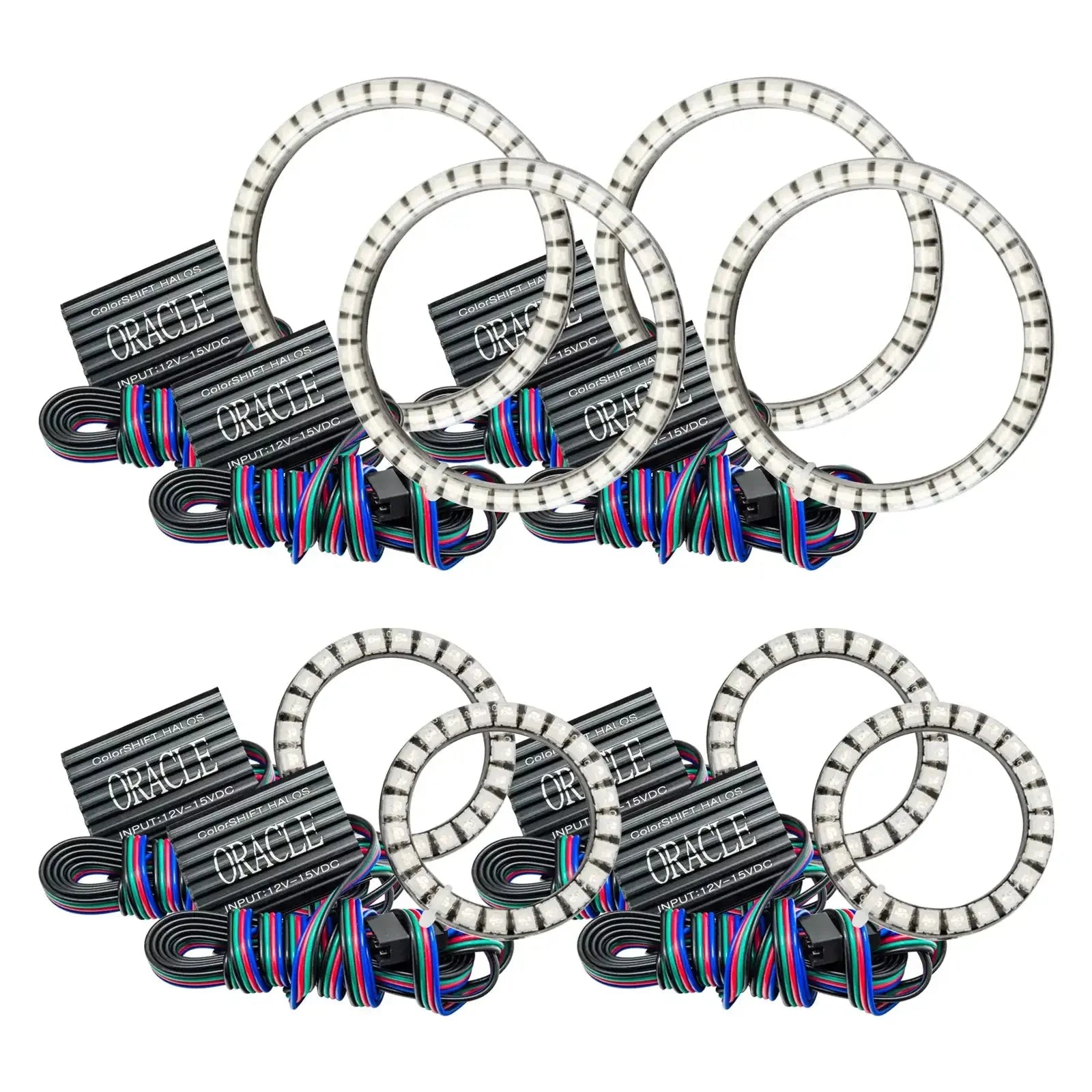 LED halo headlight kit with wiring harness for off-road and overland vehicles