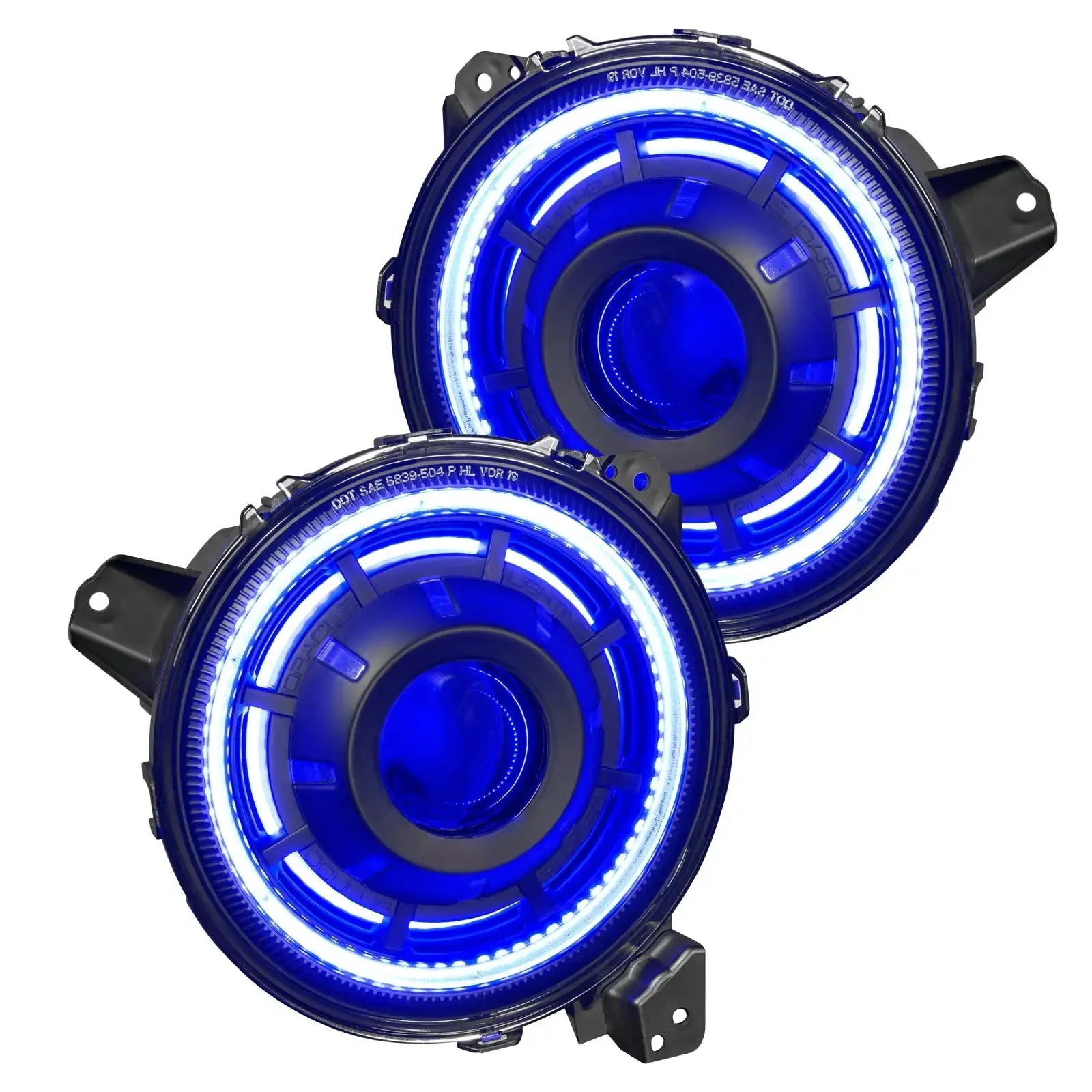 Pair of blue LED halo headlights for off-road vehicles and trucks