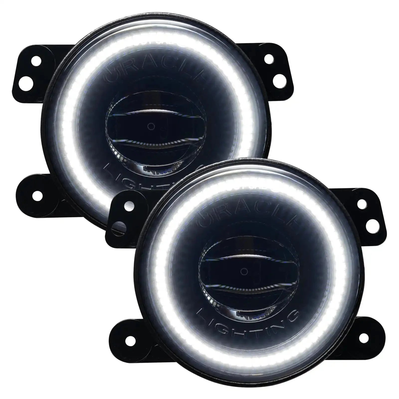 Pair of round LED halo fog lights for off-road vehicles and trucks