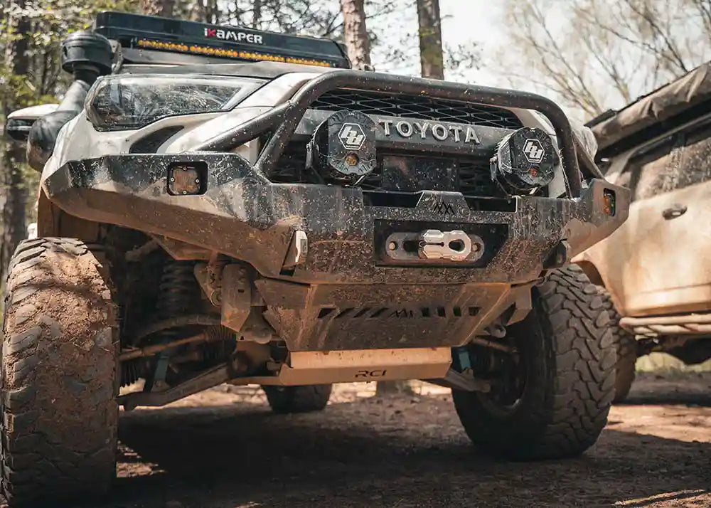 5th-gen-toyota-4runner-front-bumper-connector-skid-plate-installed - NVMOS