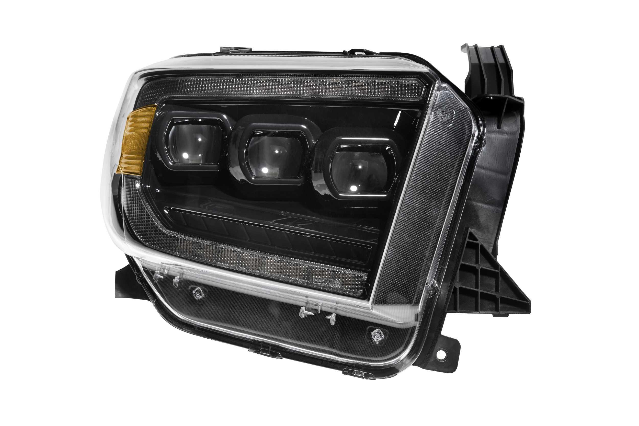 LED projector amber headlight for Toyota Tundra, black housing with clear lens