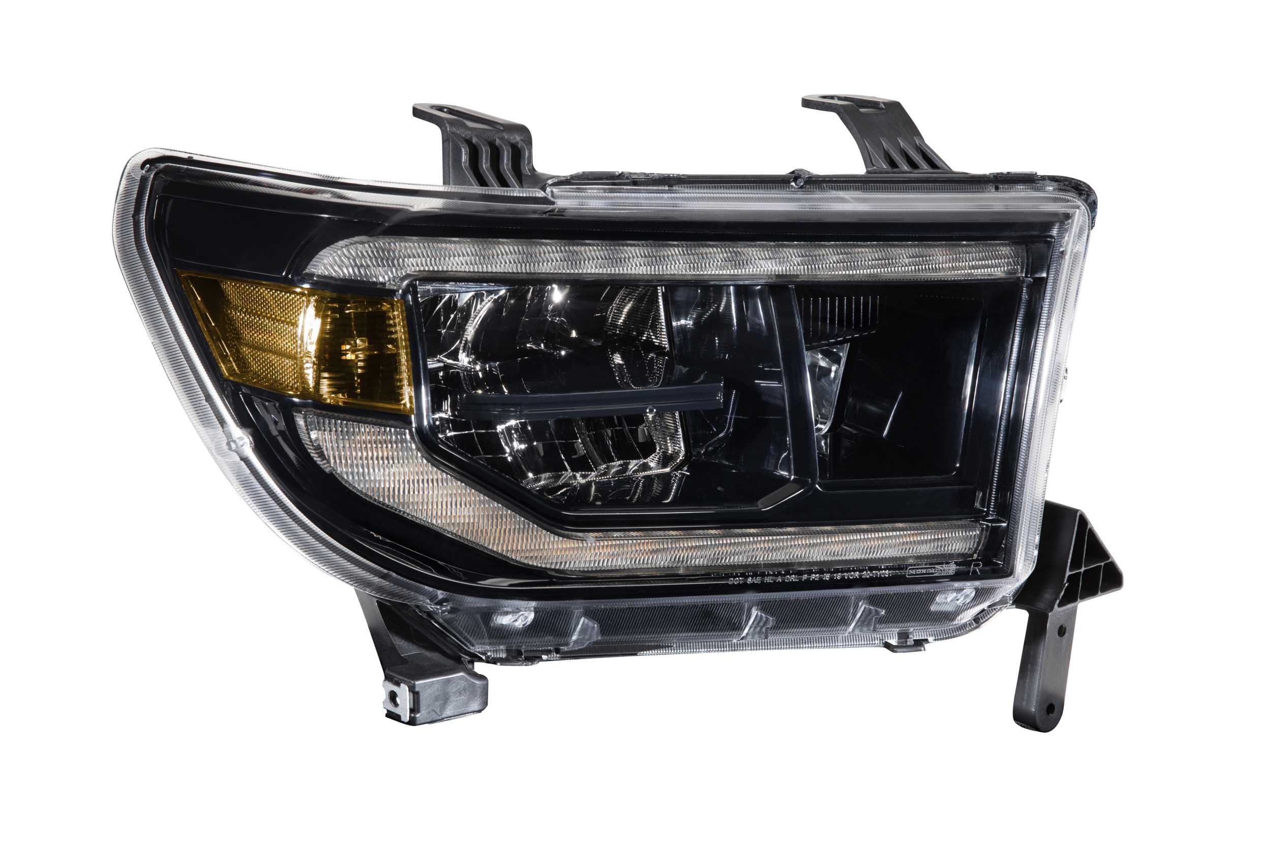 Toyota Tundra amber XB LED headlight assembly, clear lens, black housing