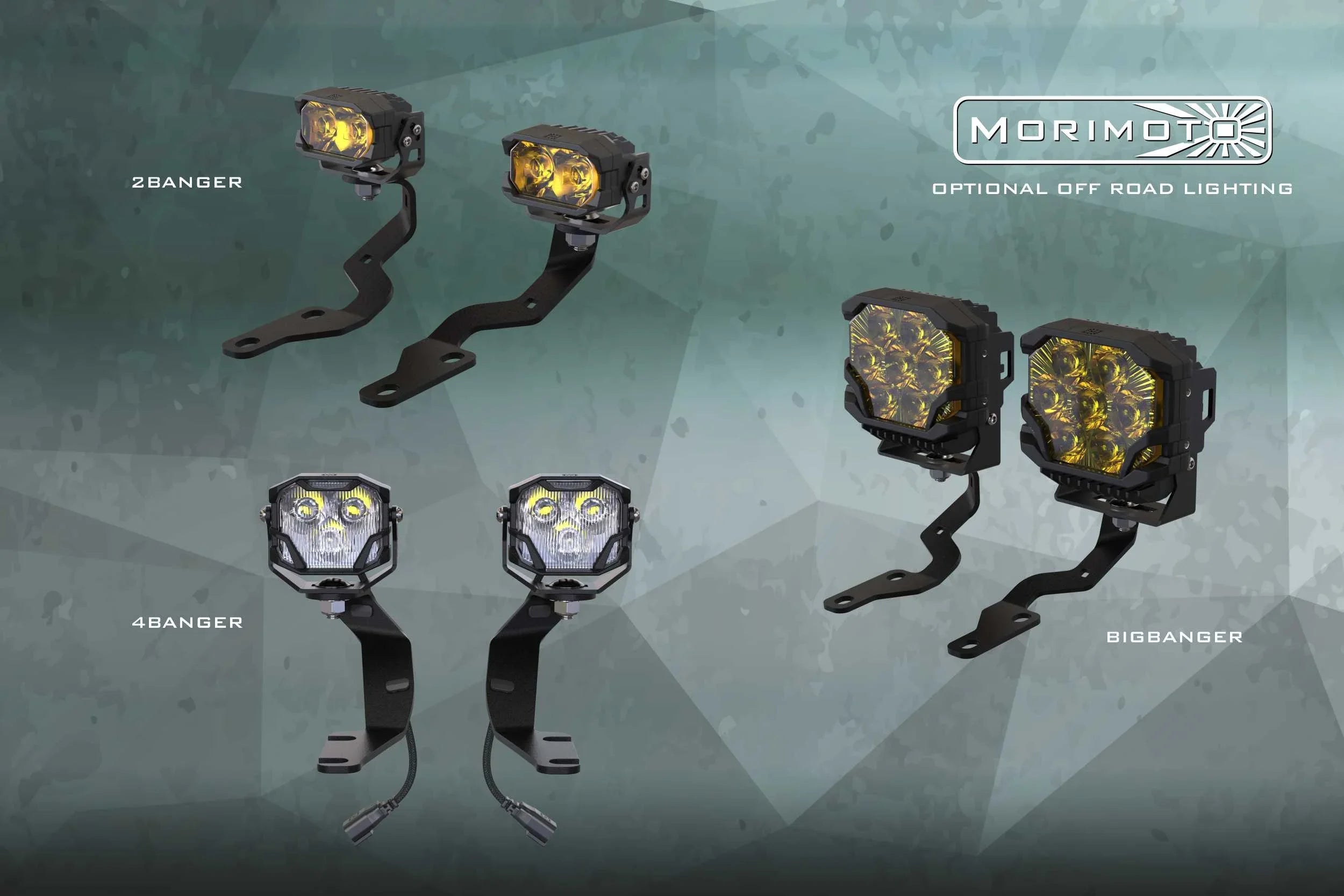 Morimoto off-road LED pod lights for trucks, featuring 2Banger, 4Banger, and BigBanger models.