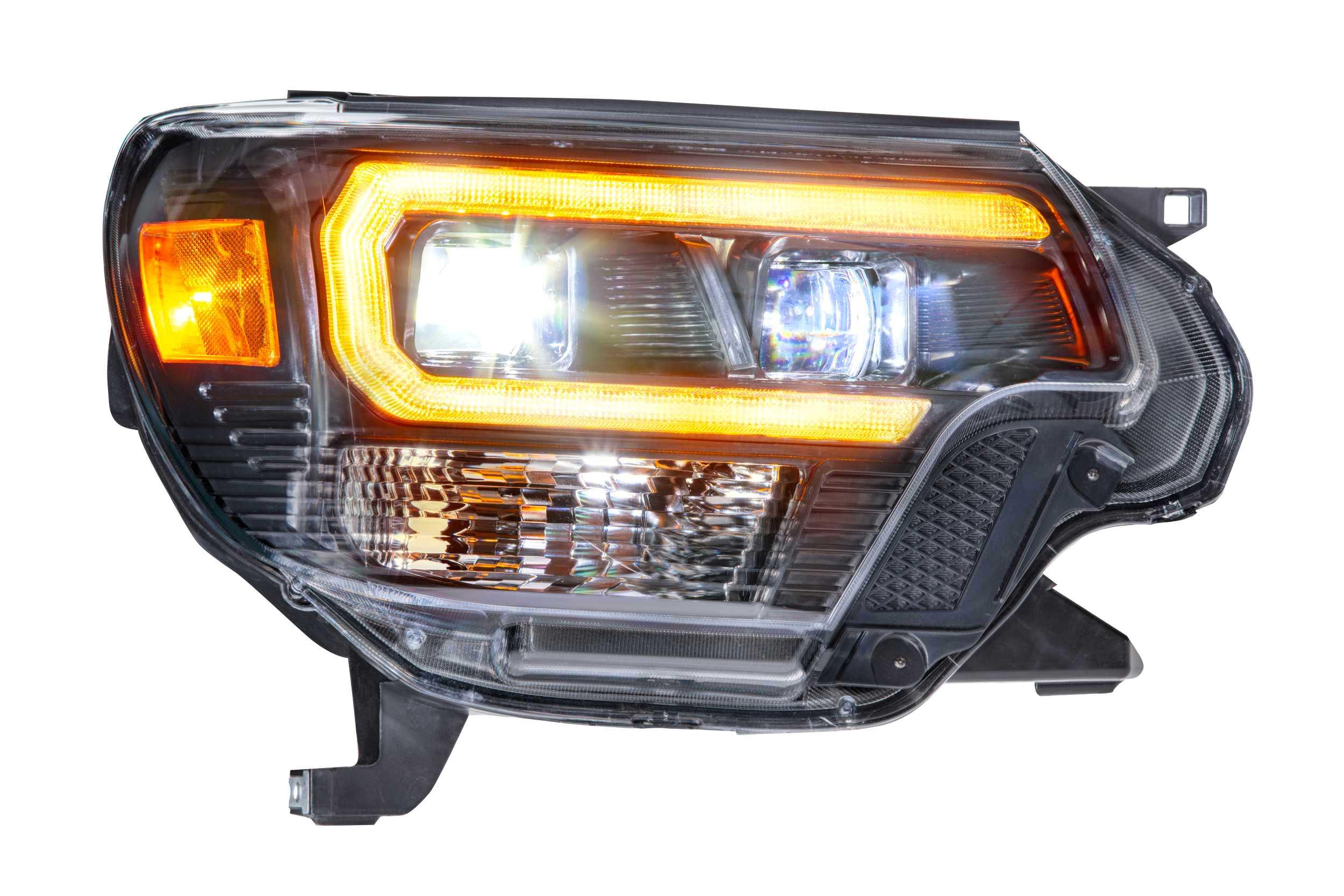 Toyota Tacoma LED headlight with amber sequential turn signal for overlanding vehicles