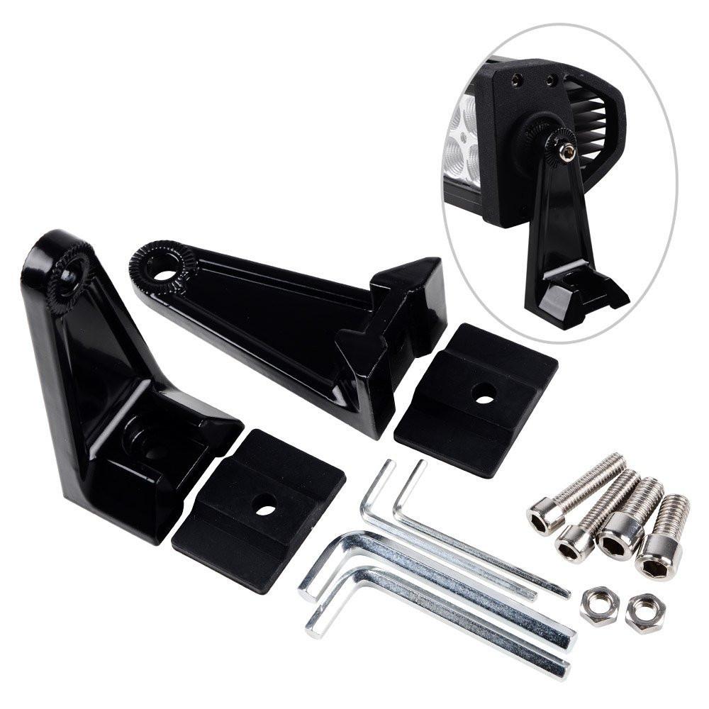 Black LED light bar mounting bracket kit with bolts, nuts, and tools for off-road vehicles