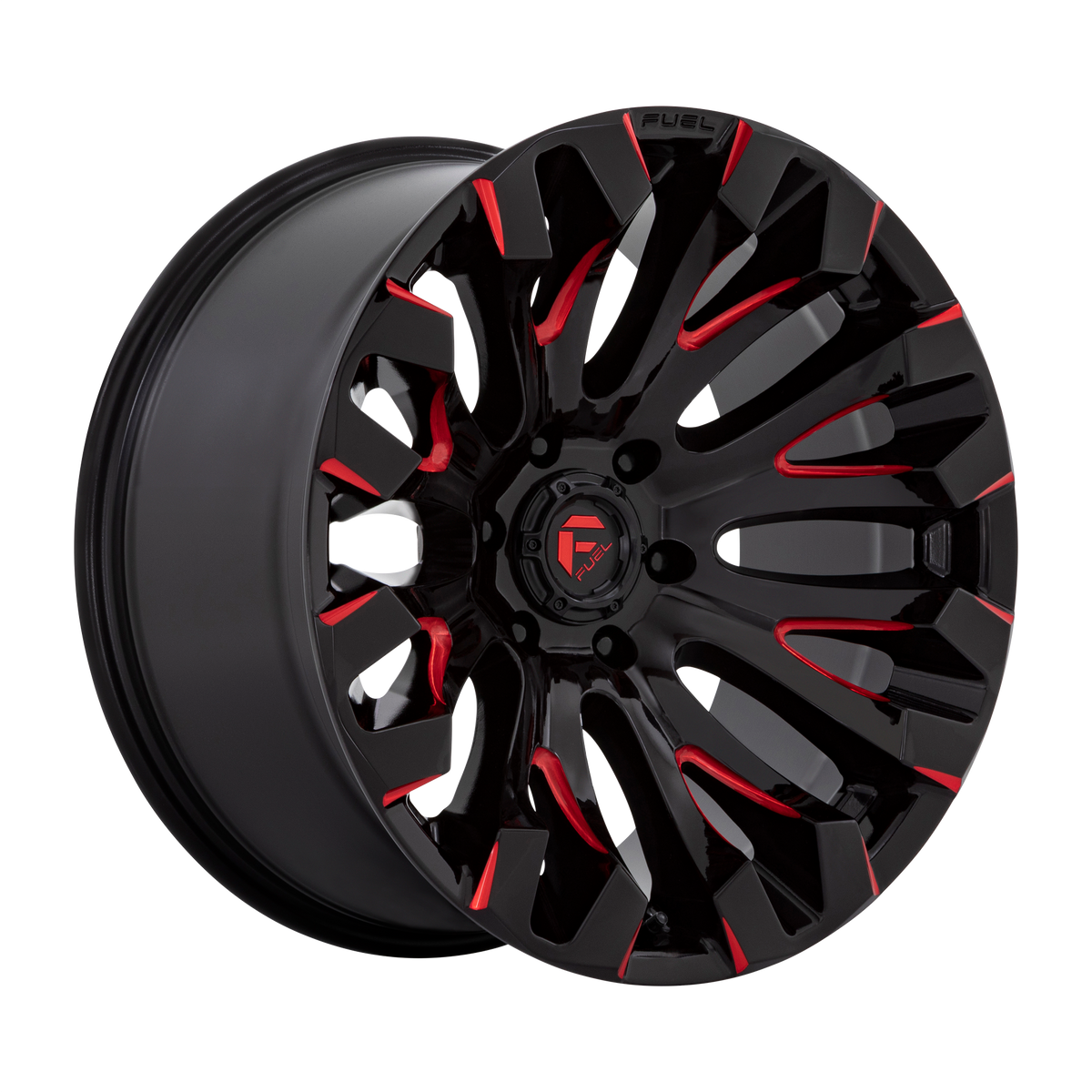 Fuel Quake D831 Gloss Black Milled Red Tint wheel, multiple bolt patterns