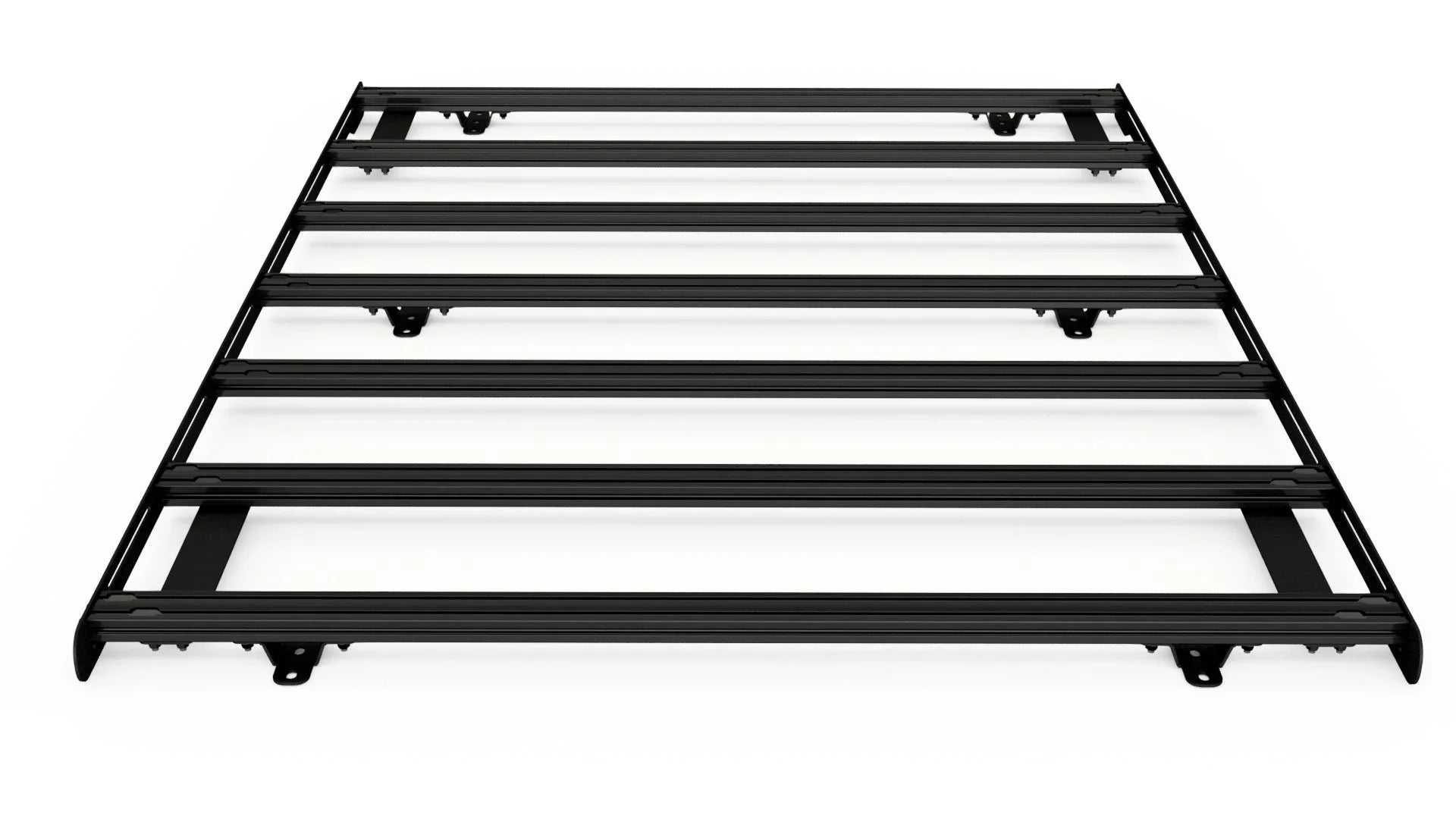 Black aluminum roof rack top view for overlanding and expedition vehicles