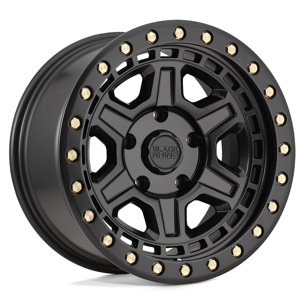 Black Rhino Reno wheel in Matte Black with Brass Bolts, universal fit
