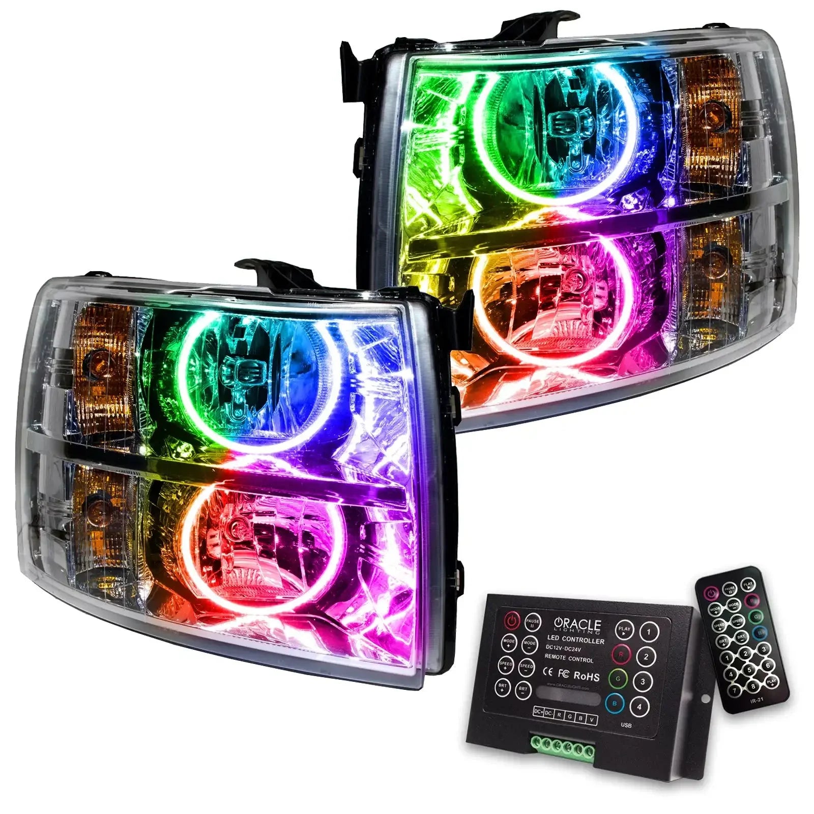 RGB halo headlights with remote and controller for truck or SUV vehicle customization
