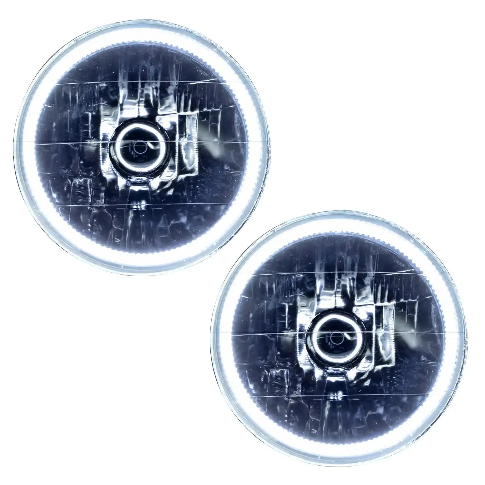 Pair of round LED halo headlights for off-road vehicles and trucks